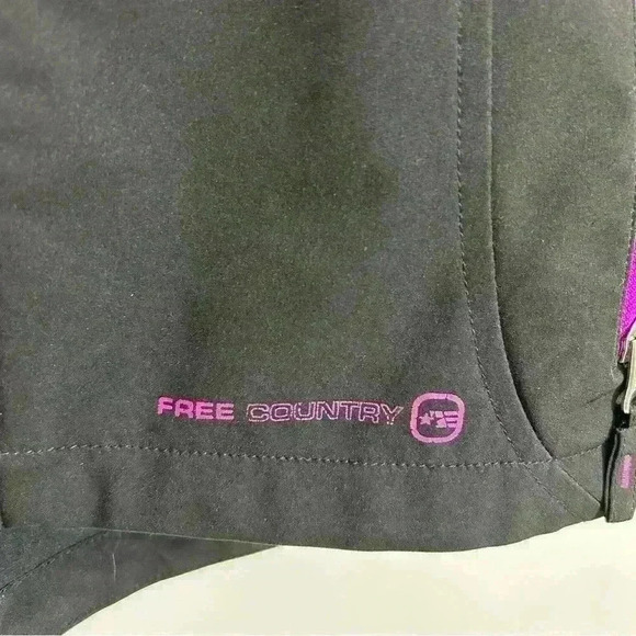 Free Country Girl Jacket Full Zip Water Resistant Hood Activewear Black Size S - Picture 3 of 7